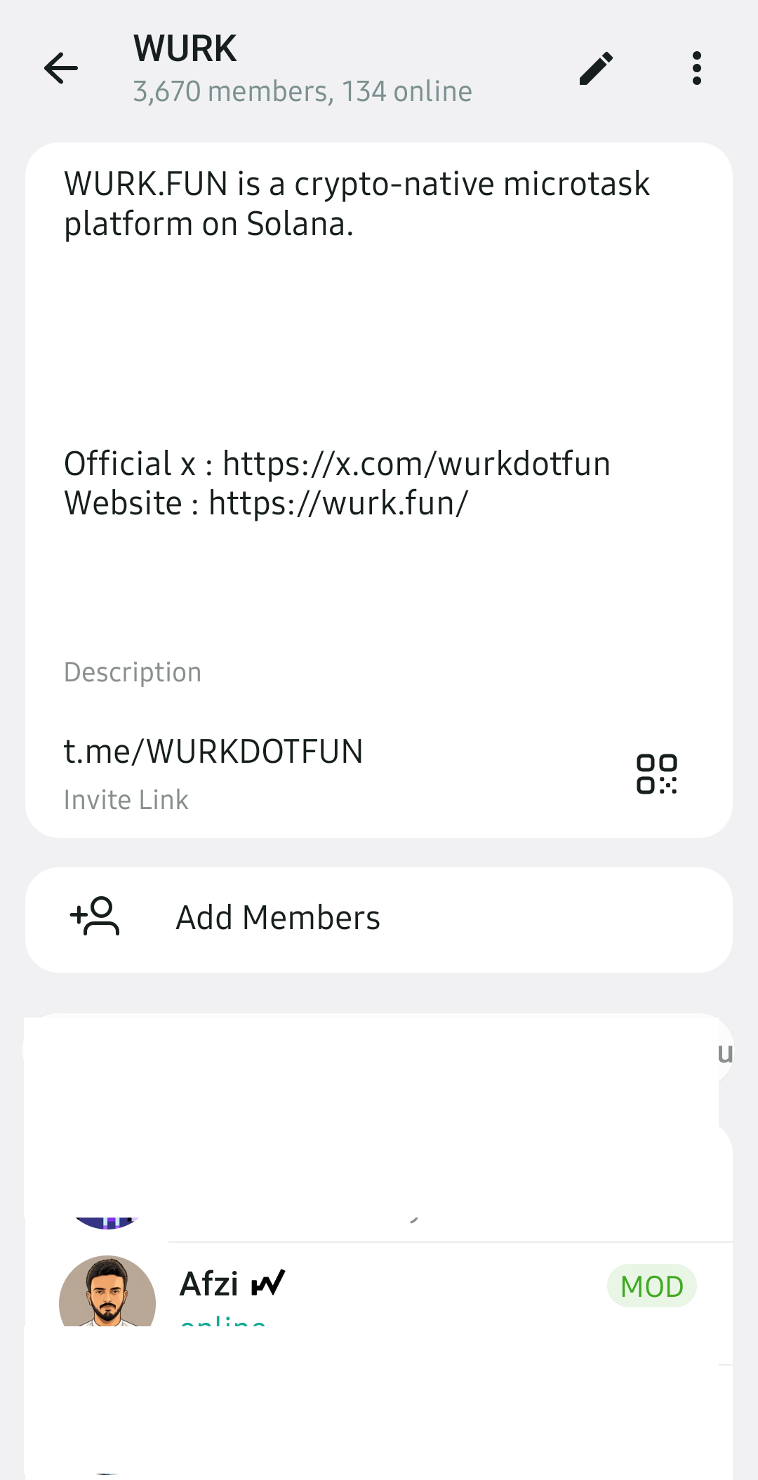 Telegram community information and moderation role for the WURK community